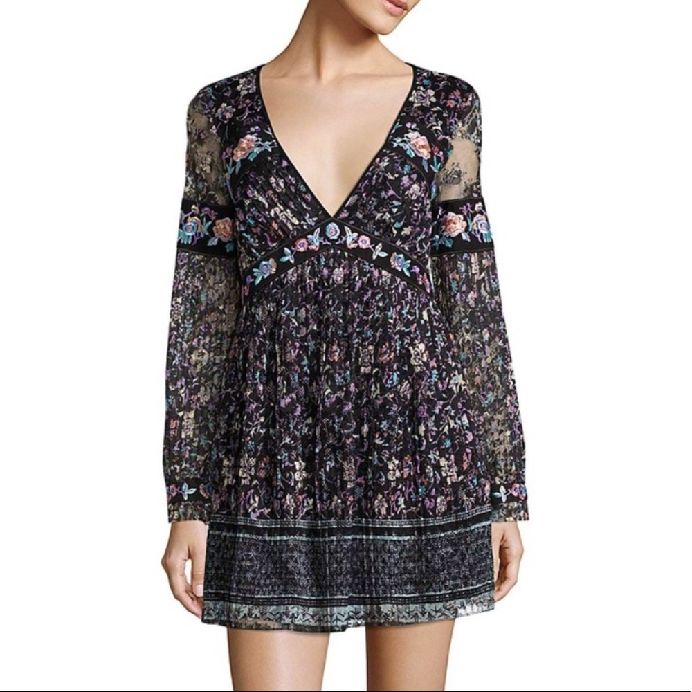 Cherry Blossom Embroidered Floral Dress